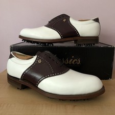NEW FootJoy Classics White Leather Burgundy saddle golf shoes Men's 9.5D ??