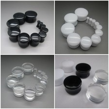 PAIR 2MM - 20MM EAR PLUG SADDLE STRETCHER DOUBLE FLARE CLEAR BLACK WHITE TUNNEL
