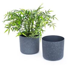 LIVIVO Round Plastic Plant Pot for Garden/Indoor Decor, Flower, Speckled Finish