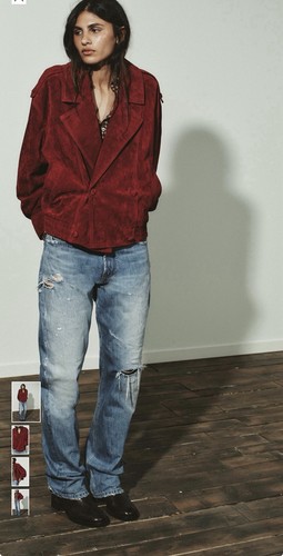 Zara red 100 suede leather - suede,
