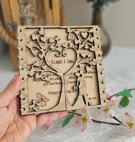 Wooden wedding card love tree - card,