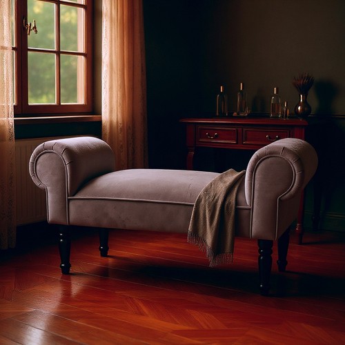 Grey velvet window seat bed - velvet,