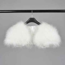 Genuine Ostrich Feather Bolero Shrug Luxury Wedding Shawl Winter Warm Bridal Cap