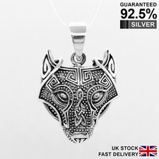925 Sterling Silver WOLF Head Celtic Viking Pendant ✔️Solid✔️Quality