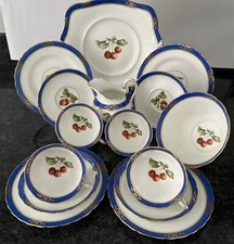 Tuscan  china Vintage  tea set Cherry & Fruit Cups & Saucers VGC