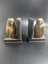 Pair of Vintage Parrot  Bookends Book Ends Glass Eyes*read description
