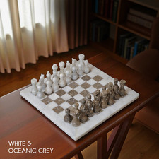 Handmade White & Grey Marble