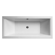 Nuie Double Ended Bath Square Straight Acrylic with Waste and Leg Set 1700x700mm