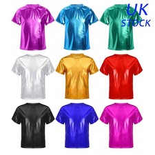 UK Girls Shiny Metallic Tops