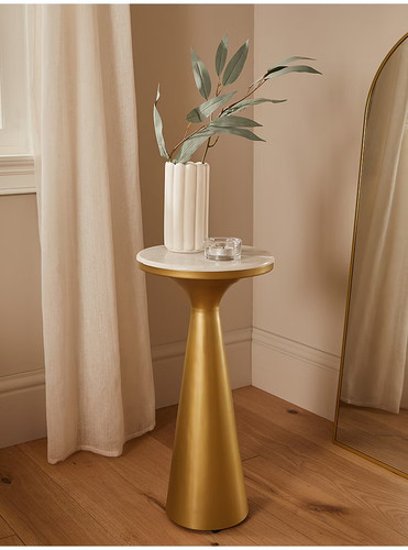 Gold tone metal side table - metal,