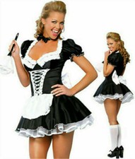 Black Sexy Satin French Maid