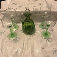 Art Deco Period Decanter and 4