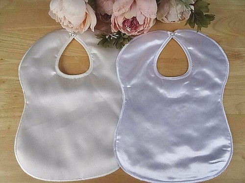 Baby satin bib white - baby, ivory