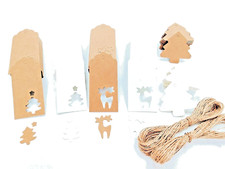 10/25/50/100 Christmas Tree Reindeer Kraft White Paper Gift Tags Label  +Strings