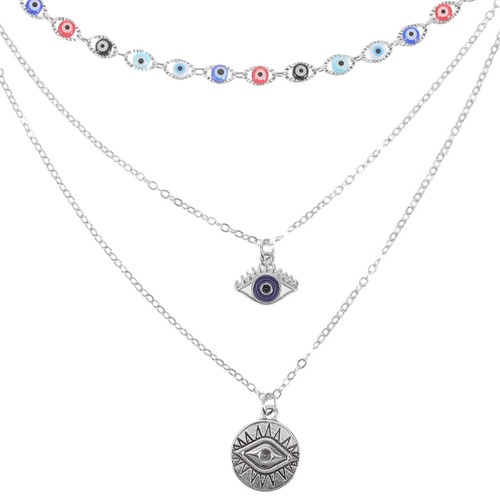 Multi layered necklace evil - multi,