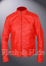Red Slim Fit Cafe Racer Jacket