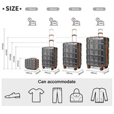 13/20/24/28Inch Hard Shell ABS Suitcase 4 Wheels Cabin Luggage Set Vanity Case