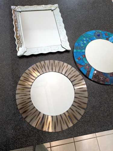 Lot wall mirrors etched - wall,