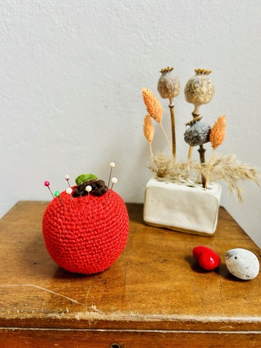 Lovely red crocheted - crocheted, pin