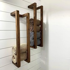 Vertical Wooden Towel Holder storage for bathroom gym spa Dark Brown All Sizes