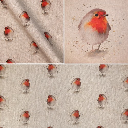 Red robin fabric linen look - linen,