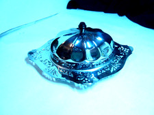 PRETTY ART DECO CHROME AND GLASS BUTTER DISH