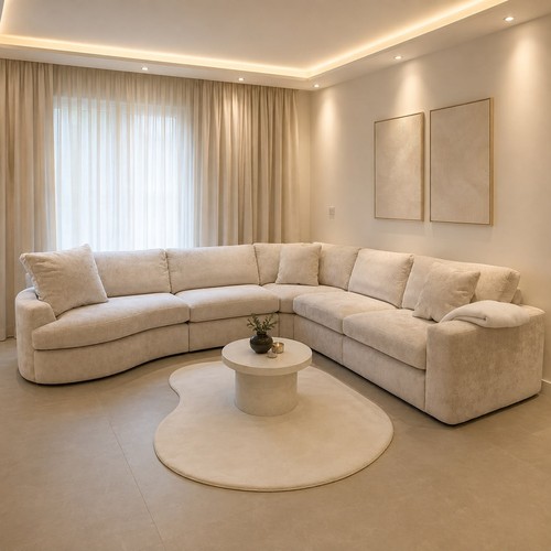 Premium cream corner sofa - premium,