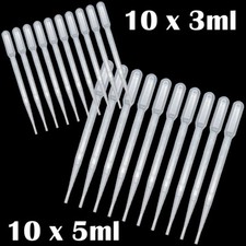 Graduated Plastic PIPETTES. Set of 20. 3ml and 5ml. TEN OF EACH (10)