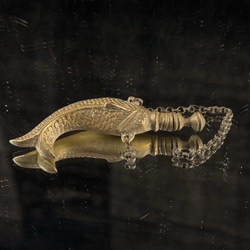 Antique 1800s brass - fish, snuff