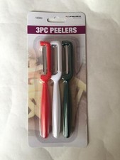 NEW 3PC SET POTATO CARROT VEGETABLE HAND PEELER RED WHITE GREEN STAINLESS