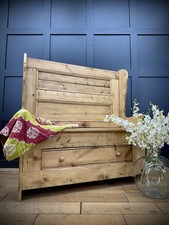 Vintage Pine Monks Bench with Drawer | Rustic Hallway Storage Seat