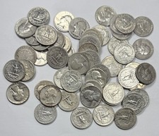 LOT OF 55 PRE-65 WASHINGTON QUARTERS! SPECTACULAR CONSTITUTIONAL SILVER NR#G1215