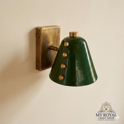 Brass green wall sconce mid - wall,