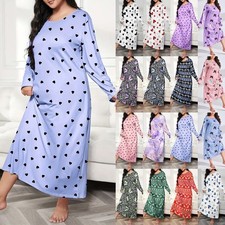 Lady Christmas PRINT Nightie Dress Long Sleeve Nightwear Pyjamas PLUS SIZE 14-26