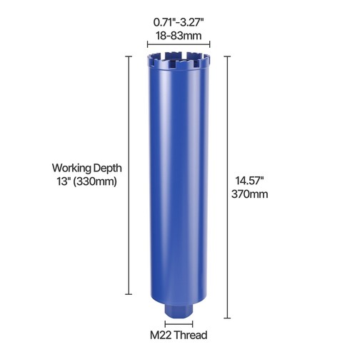 83mm pipe drill wet 370mm - 18-83mm,