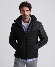 Superdry Tweed Mix Fuji Jacket Jet Black Quilted Windcheater Ship Worldwide