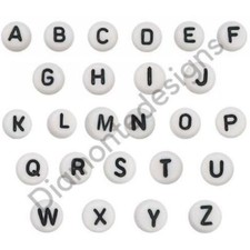 100 x WHITE Acrylic Single Letter / Mixed Beads A to Z Alphabet  Bead Bracelet