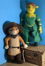 Hasbro Shrek 2 Puss in Boots 12" Talking Plush Toy 2003 Dreamworks,+ Fiona plush