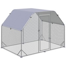 PawHut Chicken Run W/ Roof, Walk In Chicken Coop for 4-6 Chickens, Hen House