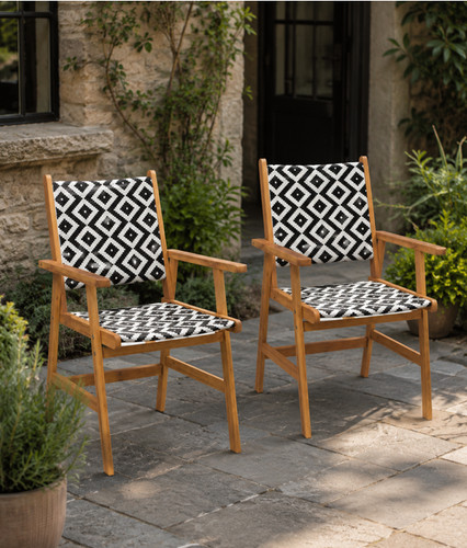Pair wooden garden chairs - wooden,