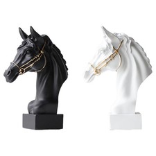 3D Horse Head Statue, Horse Sculpture, Artwork, Animal Figure Made of Resin,