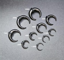 Black Steel Septum Pincher Buffalo Ear Stretcher Curved Taper 1.6mm - 10mm