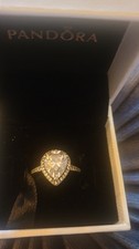 Genuine Pandora Sparkling Teardrop Halo Ring