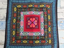 Hand Embroidered Cushion Cover Case Floral Geometric Print Global Ethnic Touch 