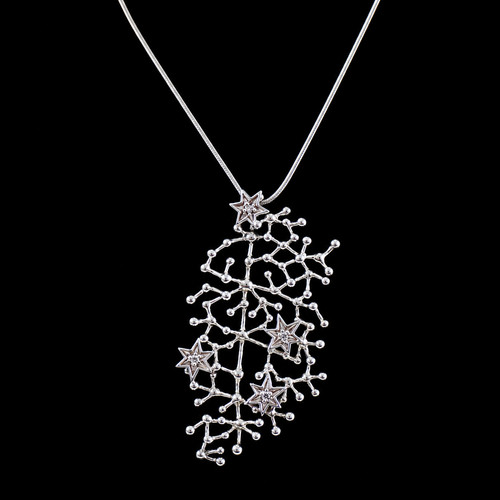 Silver zircon necklace - &,