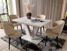 Marble Dining Table White Extendable Marble Effect Top 120 160cm 6 8 Seater Cari