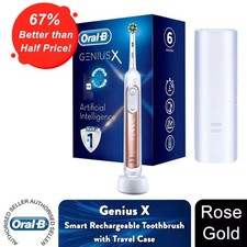 Oral-B Genius X Smart Rechargeable Toothbrush with Travel Case, Rose Gold