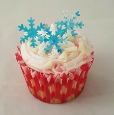 36 x pre-cut edible snowflakes wafer paper cup cake decorations toppers various
