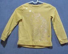 Jumping Beans Girls Unicorn Mustard Yellow Sweatshirt Softest Fleece 6 Metallic