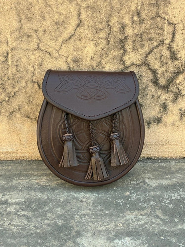 Scottish brown leather kilt - leather,